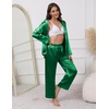 Ekouaer Pajamas For Women Silk Pjs Long Sleeve Button Down Lounge Sets | Christmas Pajamas 2 Piece Satin Sleepwear Cute Print,Fun Pjs for Sleep,Wedding,Bridal Party,Holiday(Green)