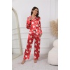 Ekouaer Pajamas For Women Silk Pjs Long Sleeve Button Down Lounge Sets | Christmas Pajamas 2 Piece Satin Sleepwear Cute Print,Fun Pjs for Sleep,Wedding,Bridal Party,Holiday(Red With Santa Claus)