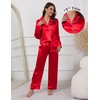 Ekouaer Pajamas For Women Silk Pjs Long Sleeve Button Down Lounge Sets | Christmas Pajamas 2 Piece Satin Sleepwear Cute Print,Fun Pjs for Sleep,Wedding,Bridal Party,Holiday(Christmas Red)