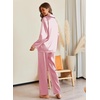 Ekouaer Pajamas For Women Silk Pjs Long Sleeve Button Down Lounge Sets | Christmas Pajamas 2 Piece Satin Sleepwear Cute Print,Fun Pjs for Sleep,Wedding,Bridal Party,Holiday(Pink)