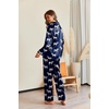 Ekouaer Pajamas For Women Silk Pjs Long Sleeve Button Down Lounge Sets | Christmas Pajamas 2 Piece Satin Sleepwear Cute Print,Fun Pjs for Sleep,Wedding,Bridal Party,Holiday(Navy With Zebra)