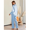 Ekouaer Pajamas For Women Silk Pjs Long Sleeve Button Down Lounge Sets | Christmas Pajamas 2 Piece Satin Sleepwear Cute Print,Fun Pjs for Sleep,Wedding,Bridal Party,Holiday(Clear Blue)