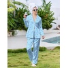 Ekouaer Pajamas For Women Silk Pjs Long Sleeve Button Down Lounge Sets | Christmas Pajamas 2 Piece Satin Sleepwear Cute Print,Fun Pjs for Sleep,Wedding,Bridal Party,Holiday(Blue Bow Stripe)