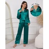 Ekouaer Pajamas For Women Silk Pjs Long Sleeve Button Down Lounge Sets | Christmas Pajamas 2 Piece Satin Sleepwear Cute Print,Fun Pjs for Sleep,Wedding,Bridal Party,Holiday(Blue Green)
