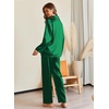 Ekouaer Pajamas For Women Silk Pjs Long Sleeve Button Down Lounge Sets | Christmas Pajamas 2 Piece Satin Sleepwear Cute Print,Fun Pjs for Sleep,Wedding,Bridal Party,Holiday(Green)