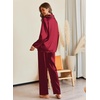 Ekouaer Pajamas For Women Silk Pjs Long Sleeve Button Down Lounge Sets | Christmas Pajamas 2 Piece Satin Sleepwear Cute Print,Fun Pjs for Sleep,Wedding,Bridal Party,Holiday(Wine Red)
