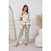 Ekouaer Pajamas For Women Silk Pjs Long Sleeve Button Down Lounge Sets | Christmas Pajamas 2 Piece Satin Sleepwear Cute Print,Fun Pjs for Sleep,Wedding,Bridal Party,Holiday(White With Animals)