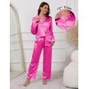 Ekouaer Pajamas For Women Silk Pjs Long Sleeve Button Down Lounge Sets | Christmas Pajamas 2 Piece Satin Sleepwear Cute Print,Fun Pjs for Sleep,Wedding,Bridal Party,Holiday(Rose Red)
