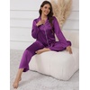 Ekouaer Pajamas For Women Silk Pjs Long Sleeve Button Down Lounge Sets | Christmas Pajamas 2 Piece Satin Sleepwear Cute Print,Fun Pjs for Sleep,Wedding,Bridal Party,Holiday(Purple)
