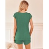 Ekouaer Pajamas for Women 2 Piece Summer Lounge Set Short Sleeve Shorts Pjs | Cap Sleeve Crew Neck Sleepwear with Pockets,Comfy Casual Loungewear for Stay at Home,Postpartum,Airport Traval Outfits(Dark Green)