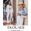 Ekouaer Silk Pajamas for Women 2 Piece Satin PJs Button Up Sleepwear | Smooth Silk Fabric, Long Sleeve Button Down Top, Matching Pants with Pockets, Relaxed Fit, Ideal for Sleep and Lounge(Light Blue)