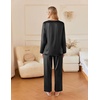 Ekouaer Silk Pajamas for Women 2 Piece Satin PJs Button Up Sleepwear | Smooth Silk Fabric, Long Sleeve Button Down Top, Matching Pants with Pockets, Relaxed Fit, Ideal for Sleep and Lounge(Black)