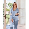 Ekouaer Silk Pajamas for Women 2 Piece Satin PJs Button Up Sleepwear | Smooth Silk Fabric, Long Sleeve Button Down Top, Matching Pants with Pockets, Relaxed Fit, Ideal for Sleep and Lounge(Light Blue)