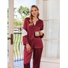 Ekouaer Silk Pajamas for Women 2 Piece Satin PJs Button Up Sleepwear | Smooth Silk Fabric, Long Sleeve Button Down Top, Matching Pants with Pockets, Relaxed Fit, Ideal for Sleep and Lounge(Wine Red)