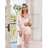Ekouaer Silk Pajamas for Women 2 Piece Satin PJs Button Up Sleepwear | Smooth Silk Fabric, Long Sleeve Button Down Top, Matching Pants with Pockets, Relaxed Fit, Ideal for Sleep and Lounge(Champagne)