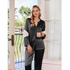 Ekouaer Silk Pajamas for Women 2 Piece Satin PJs Button Up Sleepwear | Smooth Silk Fabric, Long Sleeve Button Down Top, Matching Pants with Pockets, Relaxed Fit, Ideal for Sleep and Lounge(Black)