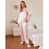Ekouaer Silk Pajamas for Women 2 Piece Satin PJs Button Up Sleepwear | Smooth Silk Fabric, Long Sleeve Button Down Top, Matching Pants with Pockets, Relaxed Fit, Ideal for Sleep and Lounge(Champagne)