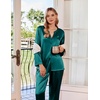 Ekouaer Silk Pajamas for Women 2 Piece Satin PJs Button Up Sleepwear | Smooth Silk Fabric, Long Sleeve Button Down Top, Matching Pants with Pockets, Relaxed Fit, Ideal for Sleep and Lounge(Green)