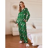 Ekouaer Silk Pajamas for Women 2 Piece Satin PJs Button Up Sleepwear | Smooth Silk Fabric, Long Sleeve Button Down Top, Matching Pants with Pockets, Relaxed Fit, Ideal for Sleep and Lounge(Green-christmas)