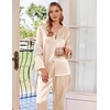 Ekouaer Silk Pajamas for Women 2 Piece Satin PJs Button Up Sleepwear | Smooth Silk Fabric, Long Sleeve Button Down Top, Matching Pants with Pockets, Relaxed Fit, Ideal for Sleep and Lounge(Light Khaki)