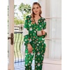 Ekouaer Silk Pajamas for Women 2 Piece Satin PJs Button Up Sleepwear | Smooth Silk Fabric, Long Sleeve Button Down Top, Matching Pants with Pockets, Relaxed Fit, Ideal for Sleep and Lounge(Green-christmas)
