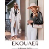 Ekouaer Silk Pajamas for Women 2 Piece Satin PJs Button Up Sleepwear | Smooth Silk Fabric, Long Sleeve Button Down Top, Matching Pants with Pockets, Relaxed Fit, Ideal for Sleep and Lounge(Black)