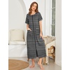 Ekouaer Women Robe Zipper Short Sleeves Full Length House Coat with Pockets | Zip Up Bathrobe, Short Sleeve, Soft and Lightweight(Black Stripes)