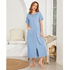 Ekouaer Women Robe Zipper Short Sleeves Full Length House Coat with Pockets | Zip Up Bathrobe, Short Sleeve, Soft and Lightweight(Blue Green)