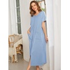 Ekouaer Women Robe Zipper Short Sleeves Full Length House Coat with Pockets | Zip Up Bathrobe, Short Sleeve, Soft and Lightweight(Blue Green)
