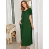 Ekouaer Women Robe Zipper Short Sleeves Full Length House Coat with Pockets | Zip Up Bathrobe, Short Sleeve, Soft and Lightweight(Dark Green)