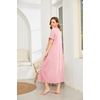 Ekouaer Women Robe Zipper Short Sleeves Full Length House Coat with Pockets | Zip Up Bathrobe, Short Sleeve, Soft and Lightweight(Pink)