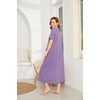 Ekouaer Women Robe Zipper Short Sleeves Full Length House Coat with Pockets | Zip Up Bathrobe, Short Sleeve, Soft and Lightweight(Purple)