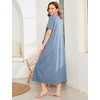 Ekouaer Women Robe Zipper Short Sleeves Full Length House Coat with Pockets | Zip Up Bathrobe, Short Sleeve, Soft and Lightweight(Steel Blue)