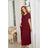 Ekouaer Women Robe Zipper Short Sleeves Full Length House Coat with Pockets | Zip Up Bathrobe, Short Sleeve, Soft and Lightweight(Wine Red)