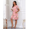 Ekouaer Women Robes Lightweight House Coat Short Sleeve Floral Print Mumu House Dresses with Pockets Zipper Nightgowns(Floral Pink)