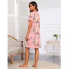 Ekouaer Women Robes Lightweight House Coat Short Sleeve Floral Print Mumu House Dresses with Pockets Zipper Nightgowns(Floral Pink)