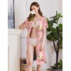 Ekouaer Women Robes Lightweight House Coat Short Sleeve Floral Print Mumu House Dresses with Pockets Zipper Nightgowns(Floral Pink)