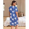Ekouaer Women Zipper Robe Waffle Bathrobe Short House Coat with Pockets | Lightweight Robe, Short Sleeve, Waffle Material, V Neck(Blue Leopard Floral)