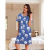 Ekouaer Women Zipper Robe Waffle Bathrobe Short House Coat with Pockets | Lightweight Robe, Short Sleeve, Waffle Material, V Neck(Blue Leopard Floral)