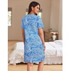 Ekouaer Women Zipper Robe Waffle Bathrobe Short House Coat with Pockets | Lightweight Robe, Short Sleeve, Waffle Material, V Neck(Blue Paisley)