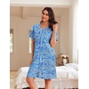 Ekouaer Women Zipper Robe Waffle Bathrobe Short House Coat with Pockets | Lightweight Robe, Short Sleeve, Waffle Material, V Neck(Blue Paisley)