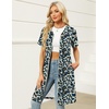 Ekouaer Women Zipper Robe Waffle Bathrobe Short House Coat with Pockets | Lightweight Robe, Short Sleeve, Waffle Material, V Neck(Cream Leopard Print)