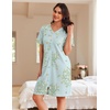 Ekouaer Women Zipper Robe Waffle Bathrobe Short House Coat with Pockets | Lightweight Robe, Short Sleeve, Waffle Material, V Neck(Daisy Breeze)