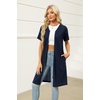 Ekouaer Women Zipper Robe Waffle Bathrobe Short House Coat with Pockets | Lightweight Robe, Short Sleeve, Waffle Material, V Neck(Deep Navy)