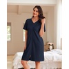 Ekouaer Women Zipper Robe Waffle Bathrobe Short House Coat with Pockets | Lightweight Robe, Short Sleeve, Waffle Material, V Neck(Deep Navy)