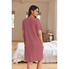 Ekouaer Women Zipper Robe Waffle Bathrobe Short House Coat with Pockets | Lightweight Robe, Short Sleeve, Waffle Material, V Neck(Gray Purple)