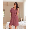 Ekouaer Women Zipper Robe Waffle Bathrobe Short House Coat with Pockets | Lightweight Robe, Short Sleeve, Waffle Material, V Neck(Gray Purple)