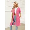 Ekouaer Women Zipper Robe Waffle Bathrobe Short House Coat with Pockets | Lightweight Robe, Short Sleeve, Waffle Material, V Neck(Hot Pink)