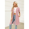 Ekouaer Women Zipper Robe Waffle Bathrobe Short House Coat with Pockets | Lightweight Robe, Short Sleeve, Waffle Material, V Neck(Light Pink)