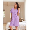 Ekouaer Women Zipper Robe Waffle Bathrobe Short House Coat with Pockets | Lightweight Robe, Short Sleeve, Waffle Material, V Neck(Light Purple)